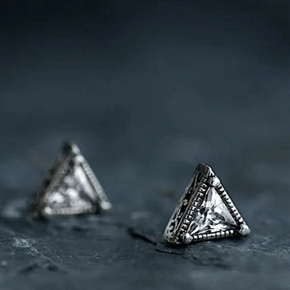 Trillion Cut Simulated Diamond 925 Sterling Silver‎ Triangle Stud Earrings